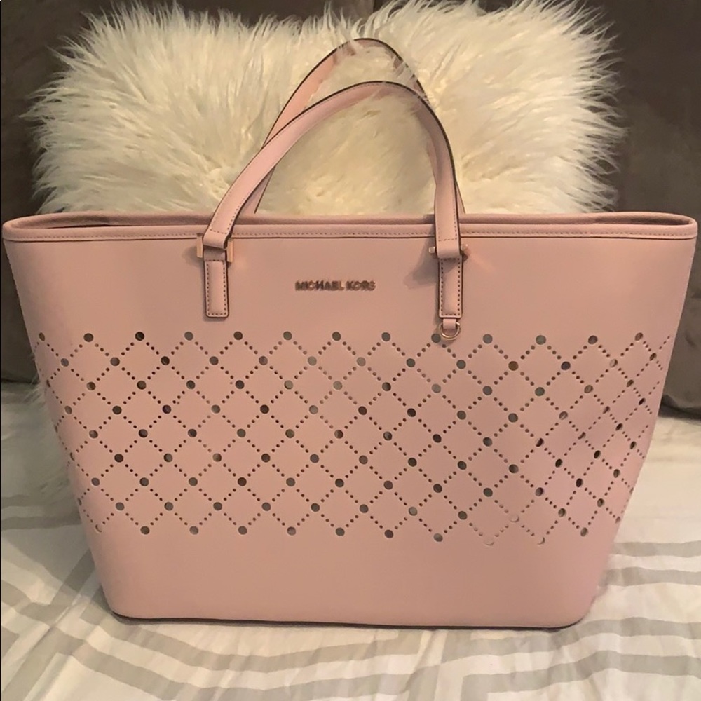 Blossom & Ballet Violet Perforated Leather Tote